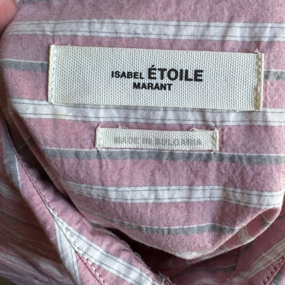Isabel Etoile Marant Alanis Striped Cotton Shirt in Pale Pink - Picture 4 of 10